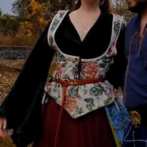 Renaissance Medieval Costume Floral Corset Bodice